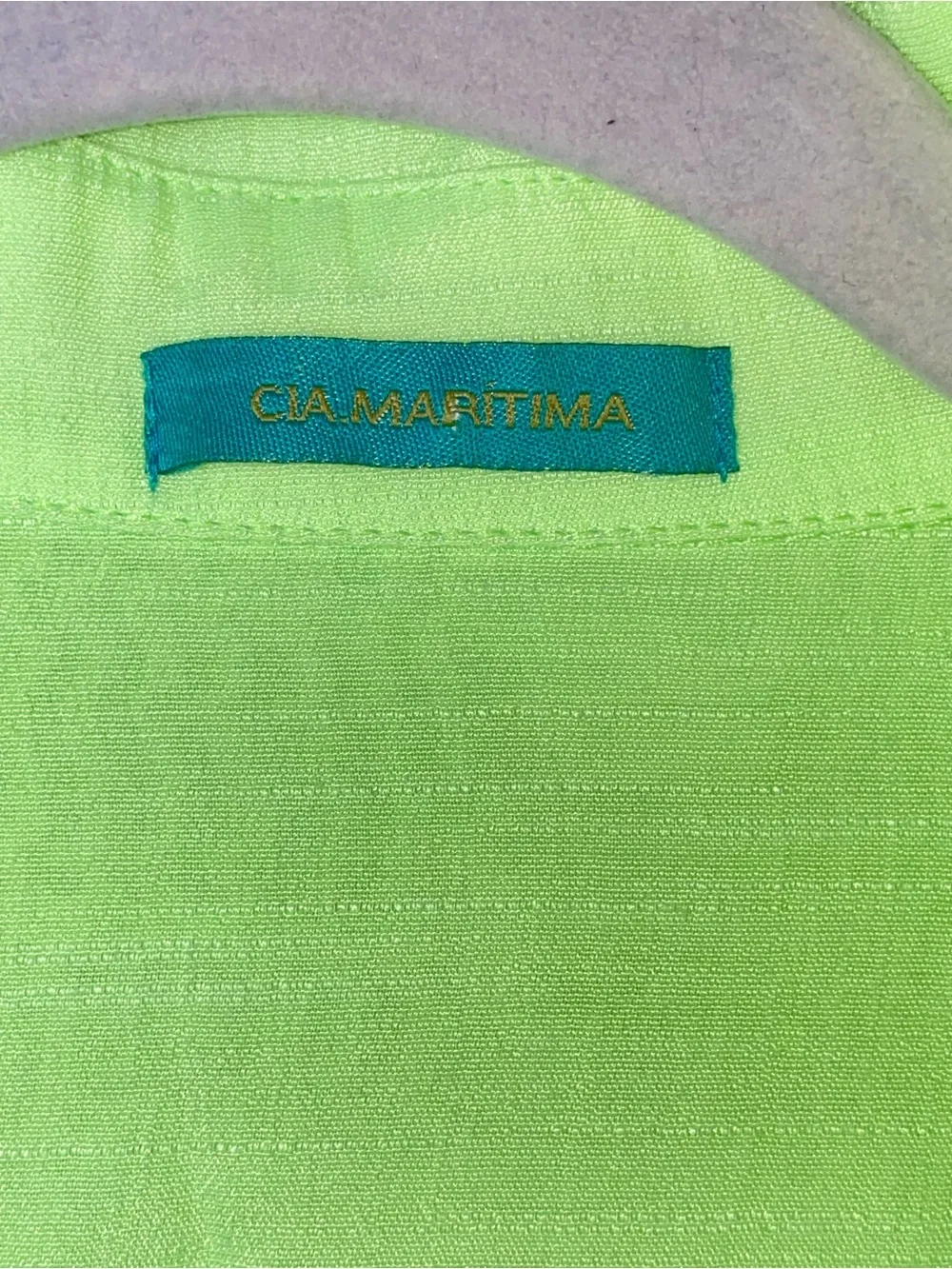 Cia Maritima Neon‎ Green Sheer Button Down Swim Cover Up Shirt Dress Size S